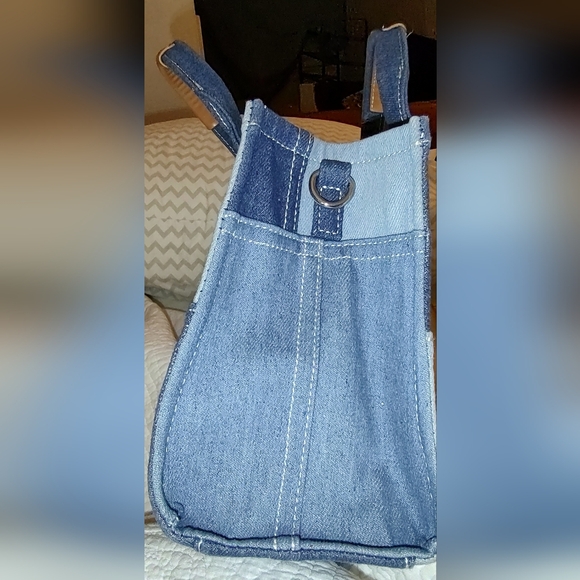 Antik Kraft Small Denim Colorblock Tote. - Picture 2 of 11